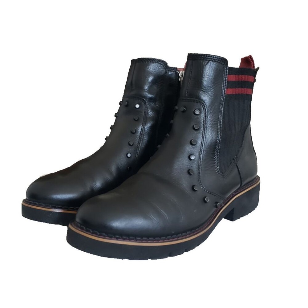 Pikolinos Vicar Black Leather Studded Ankle Boots Chelsea Size 39 US 8.5 - 9
